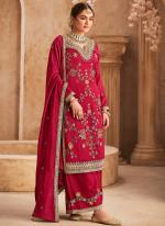 Chinnon Pink Ceremonial Wear Embroidery Work Readymade Plazzo Suit